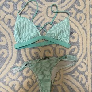 Aerie Mint Stripe bikini set